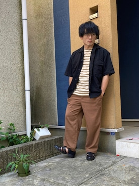 「30代ファッション」｜「アイテム（スラックス）」を使った、ゆうたさん（メンズ・163cm）の夏コーディネート