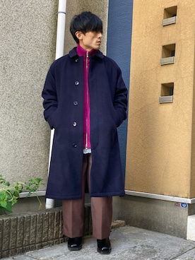 「CITEN（シテン）のアイテム（ステンカラーコート）」を使った、ゆうたさん（メンズ・163cm）の秋コーディネート