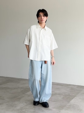 「白シャツ」｜sakuさん（メンズ・164cm）の夏コーディネート