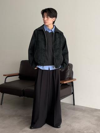 「epnok(エプノック)のメランジVネックルーズニット(ニット/セーター)」を使った、sakuさん(メンズ・164cm)の冬コーディネート