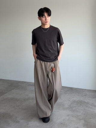 「epnok(エプノック)の2タックサマーワイドストレートバギースラックス(スラックス)」を使った、sakuさん(メンズ・164cm)の夏コーディネート