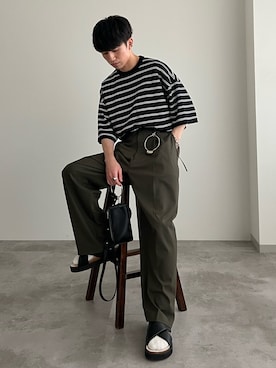 「epnok（エプノック）のアイテム（サンダル）」を使った、sakuさん（メンズ・164cm）の夏コーディネート