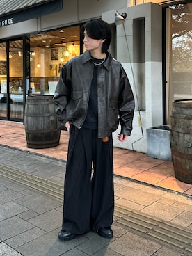 「アイテム（ミリタリージャケット）」を使った、sakuさん（メンズ・164cm）の秋コーディネート