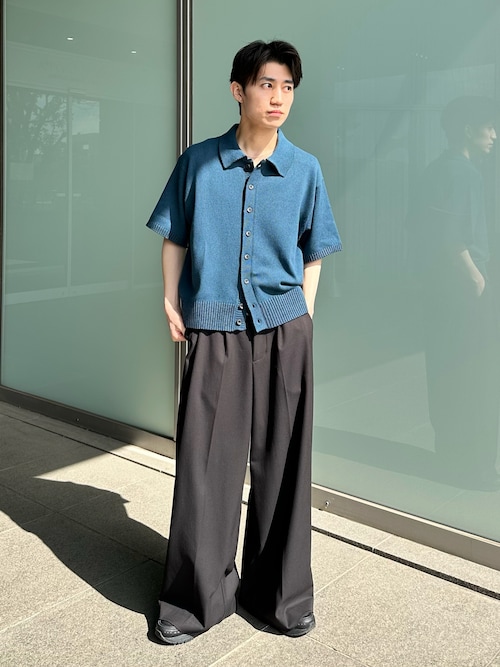 「epnok(エプノック)のプレーティングルーズ半袖ニットシャツ(ニット/セーター)」を使った、sakuさん(メンズ・164cm)の春コーディネート