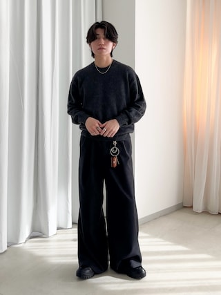 「BEAUTY&YOUTH UNITED ARROWS（ビューティーアンドユースユナイテッドアローズ）のブラッシュド ヤク クルーネック ニット（ニット/セーター）」を使った、sakuさん（メンズ・164cm）の冬コーディネート