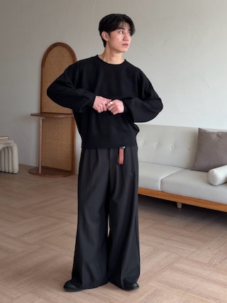 「epnok(エプノック)のアンゴラルーズニット(ニット/セーター)」を使った、sakuさん(メンズ・164cm)の秋コーディネート