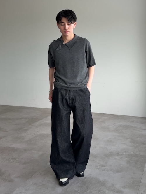 ポロシャツ 半袖 Asymmetry neck polo / アシンメトリーネックポロ