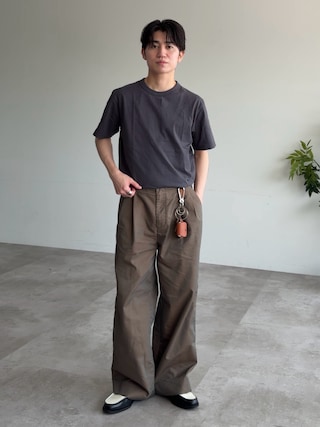 「MONKEY TIME(モンキータイム)のガーメントダイ シャンブレー ツイル 2P ワイド パンツ(その他パンツ)」を使った、sakuさん(メンズ・164cm)の夏コーディネート