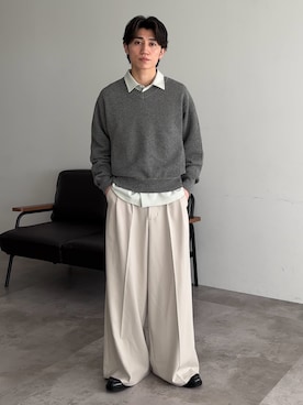 「epnok（エプノック）のファンクショナルベーシックルーズレギュラーカラーシャツ（シャツ/ブラウス、グリーン系）」を使った、sakuさん（メンズ・164cm）の春コーディネート