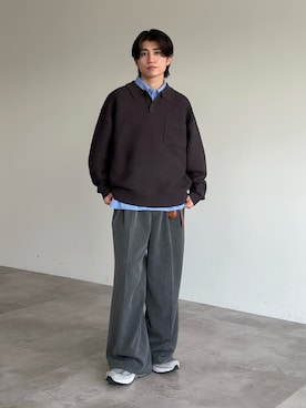 「アイテム（スラックス）」を使った、sakuさん（メンズ・164cm）の秋コーディネート