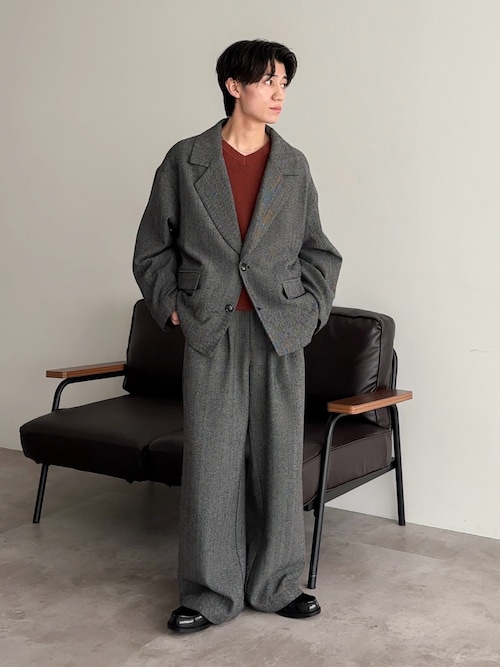 セール】ヘリンボーンシングルジャケット（テーラードジャケット