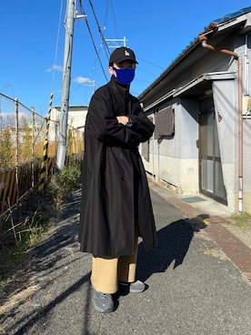「LENO（リノ）のアイテム（ステンカラーコート）」を使った、KEITO MIYAIさん（メンズ・172cm）の秋コーディネート