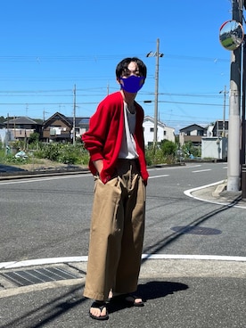 「OOFOS（ウーフォス）のOOFOS　Ooriginal（サンダル）」を使った、KEITO MIYAIさん（メンズ・172cm）の夏コーディネート