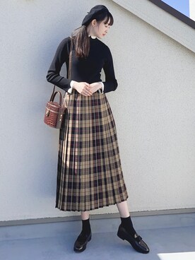 「sarahwearのアイテム（スカート、ベージュ系）」を使った、yuusaiさん（レディース・166cm）の秋コーディネート