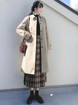 「CA4LA（カシラ）のチョボ18（ハンチング/ベレー帽、ブラック系）」を使った、yuusaiさん（レディース・166cm）の秋コーディネート