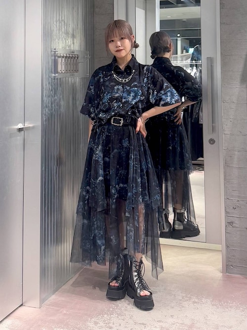 セール】ARTflowerレースアップシャツ(HARE)（シャツ/ブラウス