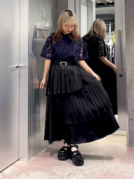 「HARE（ハレ）のアシメミックスプリーツスカート(HARE)（スカート）」を使った、おひめさん（レディース・151cm）の春コーディネート