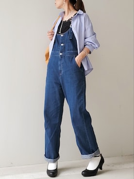 「袖ボリューム」｜「アイテム（オールインワン・サロペット）」を使った、☆suga☆さん（レディース・162cm）の春コーディネート