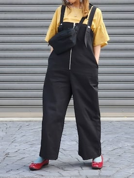 「リネンブラウス」｜「アイテム（サロペット/オーバーオール）」を使った、☆suga☆さん（レディース・162cm）の夏コーディネート
