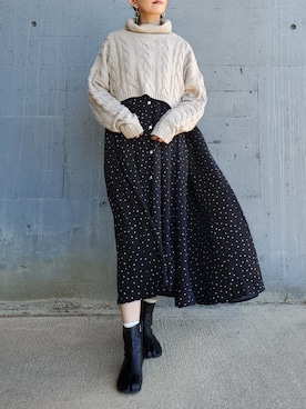 「ショート丈トップス」｜「アイテム（シャツワンピース）」を使った、☆suga☆さん（レディース・162cm）の秋コーディネート
