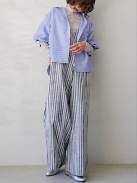 「w closet（ダブルクローゼット）のアイテム（オールインワン・サロペット）」を使った、☆suga☆さん（レディース・162cm）の春コーディネート