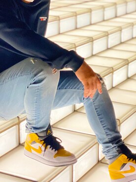 「NIKE（ナイキ）のアイテム（スニーカー、イエロー系）」を使った、gigaさん（メンズ・172cm）の秋コーディネート