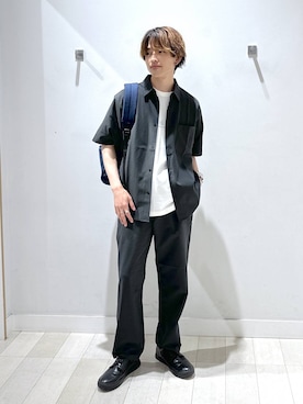 「GLOBAL WORK（グローバルワーク）のらくッションアソートPUスニーカー/598288（その他シューズ、ブラック系）」を使った、おのさん（メンズ・175cm）の夏コーディネート