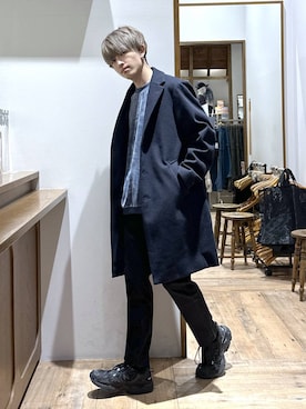 「アイテム（チェスターコート）」を使った、おのさん（メンズ・175cm）の秋コーディネート