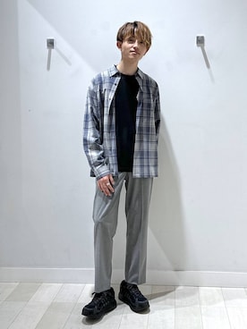 「GLOBAL WORK（グローバルワーク）のアーバンシャツ/AIR/長袖/632886（シャツ/ブラウス、ブルー系）」を使った、おのさん（メンズ・175cm）の春コーディネート