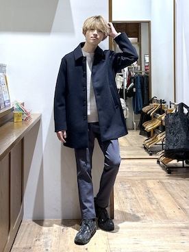 「アイテム（ステンカラーコート）」を使った、おのさん（メンズ・175cm・20代）の冬コーディネート