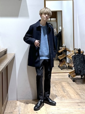 「アイテム（ステンカラーコート）」を使った、おのさん（メンズ・175cm・20代）の冬コーディネート