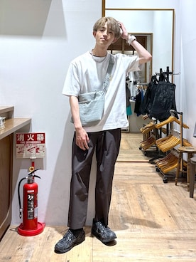 「GLOBAL WORK（グローバルワーク）の撥水ライト5ポケミニショルダー/252341（ショルダーバッグ）」を使った、おのさん（メンズ・175cm）の夏コーディネート