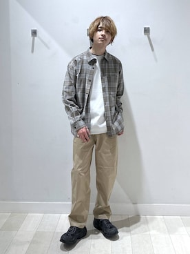 「GLOBAL WORK（グローバルワーク）のリッチクリーンスウェット/クルー/576826（スウェット、グレー系）」を使った、おのさん（メンズ・175cm）の春コーディネート