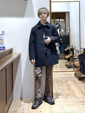 「アイテム（ステンカラーコート）」を使った、おのさん（メンズ・175cm・20代）の冬コーディネート