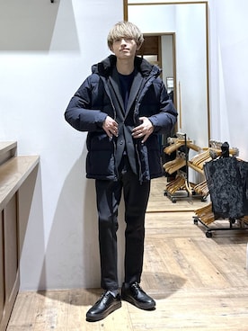 「デート/ロマンティック」｜「アイテム（ダウンジャケット/コート）」を使った、おのさん（メンズ・175cm）の冬コーディネート