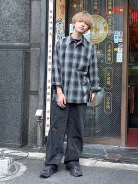 「GLOBAL WORK（グローバルワーク）のGOODデニムバギーパンツ/498388（デニムパンツ）」を使った、おのさん（メンズ・175cm・20代）の秋コーディネート