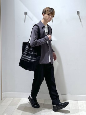 「GLOBAL WORK（グローバルワーク）のアーバンスラックス/576829（スラックス、ブラック系）」を使った、おのさん（メンズ・175cm）の春コーディネート