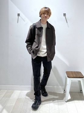 「GLOBAL WORK（グローバルワーク）のスウェットライクオテラクニット/581064（ニット/セーター、グレー系）」を使った、おのさん（メンズ・175cm）の春コーディネート