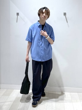 「GLOBAL WORK（グローバルワーク）の軽量PU7ポケットショルダー/629956（ショルダーバッグ、ブラック系）」を使った、おのさん（メンズ・175cm）の夏コーディネート