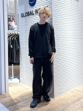 「GLOBAL WORK（グローバルワーク）のGOODデニムバギーパンツ/498388（デニムパンツ）」を使った、おのさん（メンズ・175cm）の秋コーディネート