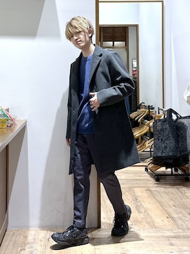 「アイテム（チェスターコート）」を使った、おのさん（メンズ・175cm・20代）の冬コーディネート