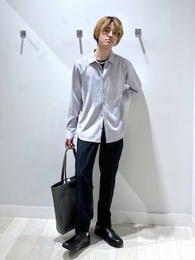 「GLOBAL WORK（グローバルワーク）のアーバンスラックス/576829（スラックス、ブルー系）」を使った、おのさん（メンズ・175cm）の春コーディネート