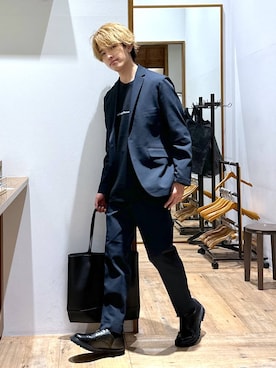 「アイテム（テーラードジャケット、ブルー系）」を使った、おのさん（メンズ・175cm）の秋コーディネート