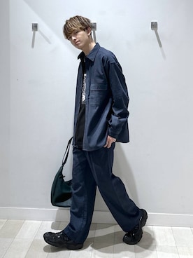 「GLOBAL WORK（グローバルワーク）のクリーンデニム/ワイドパンツ/CLEAN MODE/645401（デニムパンツ、ブルー系）」を使った、おのさん（メンズ・175cm）の春コーディネート