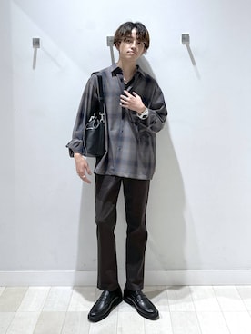 「GLOBAL WORK（グローバルワーク）のアソート巾着ショルダーバッグ/1023258（ショルダーバッグ、ブラック系）」を使った、おのさん（メンズ・175cm）の秋コーディネート