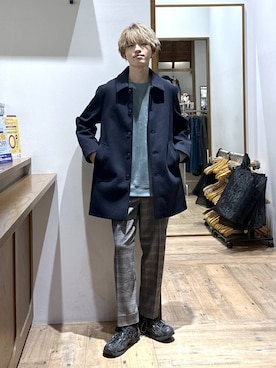 「アイテム（ステンカラーコート）」を使った、おのさん（メンズ・175cm・20代）の冬コーディネート