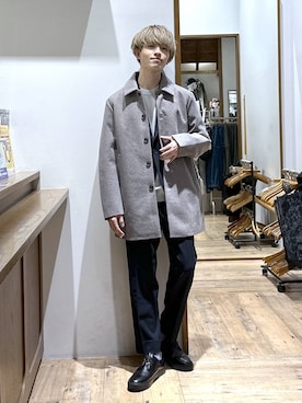 「アイテム（ステンカラーコート）」を使った、おのさん（メンズ・175cm・20代）の冬コーディネート