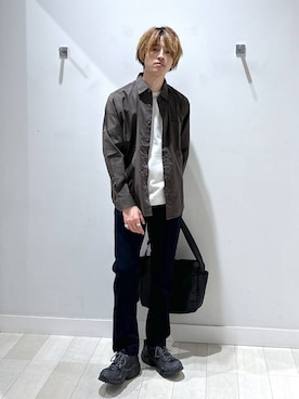 「GLOBAL WORK（グローバルワーク）のスゴラクストレッチスリムパンツ/601335（その他パンツ、ブルー系）」を使った、おのさん（メンズ・175cm）の春コーディネート