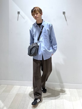 「GLOBAL WORK（グローバルワーク）のSOLOTEX(R)お手入れらくらく/イージーパンツ/612488（その他パンツ、ブラウン系）」を使った、おのさん（メンズ・175cm）の春コーディネート