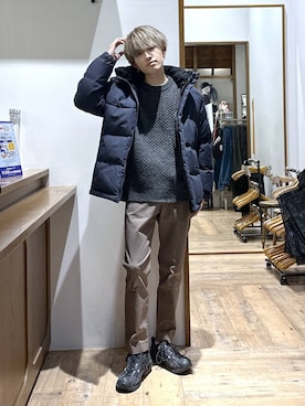 「デート/ロマンティック」｜「アイテム（ダウンジャケット/コート）」を使った、おのさん（メンズ・175cm）の冬コーディネート